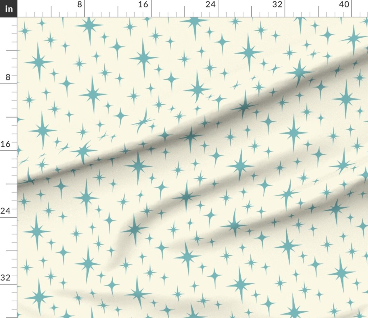 Atomic Blue White Vintage Retro 1950S Home Decor Space Custom Printed Fabric by Spoonflower Various Fabrics by the Yard or Fat Quarter